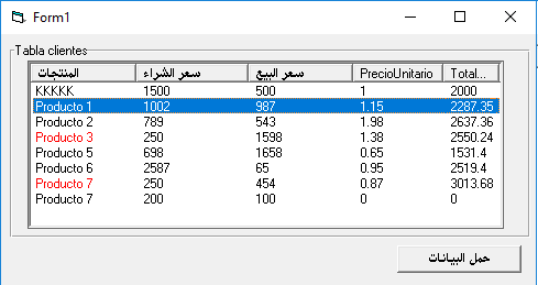 تمرير مجموعة سجلات ADO إلى عنصر تحكم ListView مع تمييز عناصر معينة بالألوان 918989902